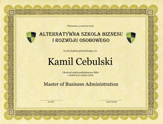 Dyplom MBA ASBIRO